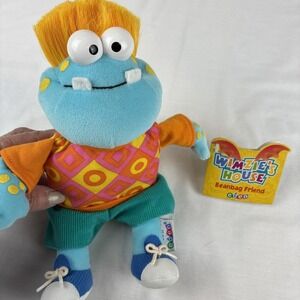 Vintage 1999 Eden Wimzie's House Bo Beanbag Plush Toy Blue Monster 90s TV Show